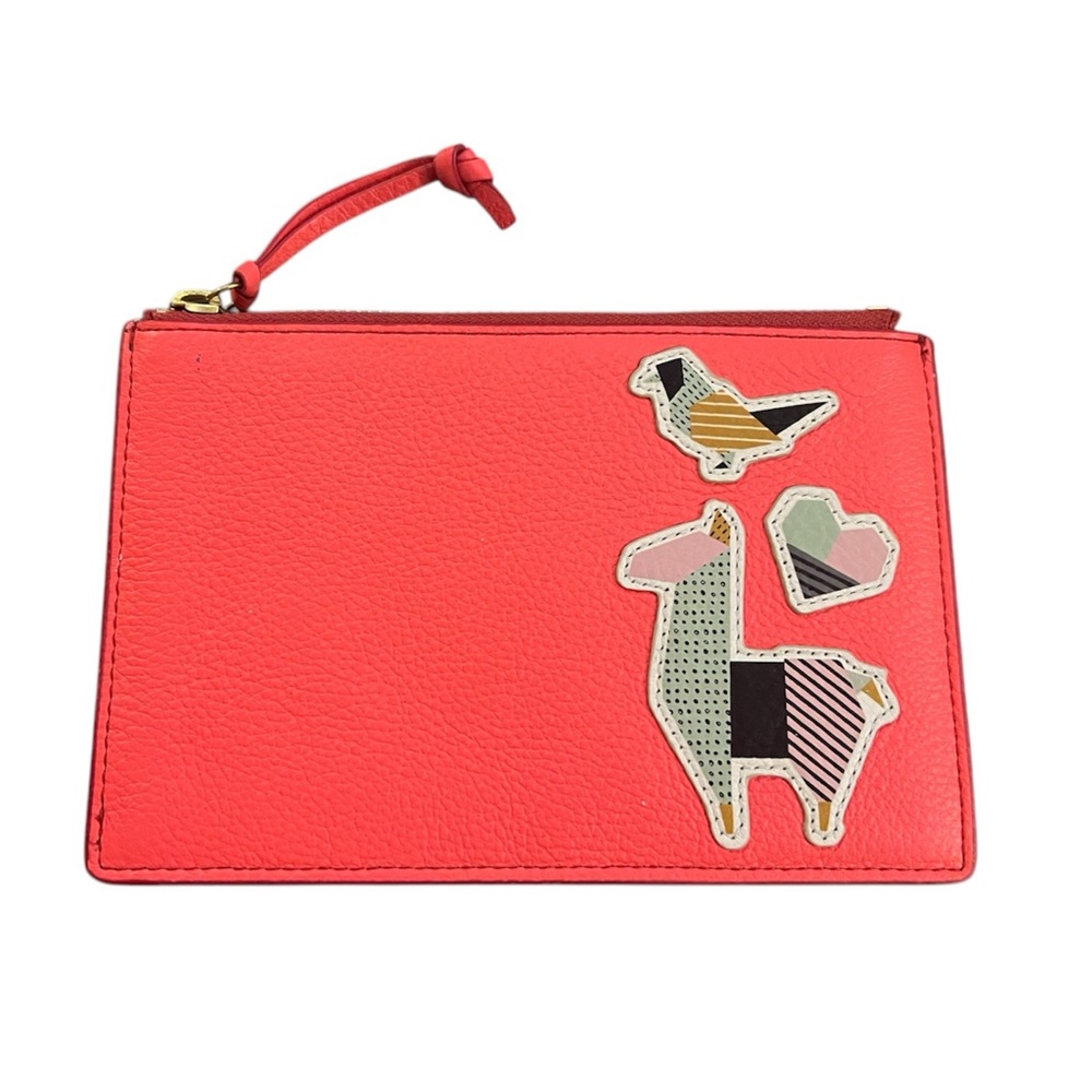 Fossil Neon Coral Orange pouch bag